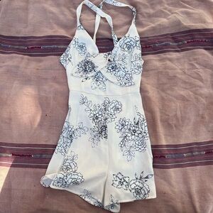 Lush Cream and Black Patterned Romper